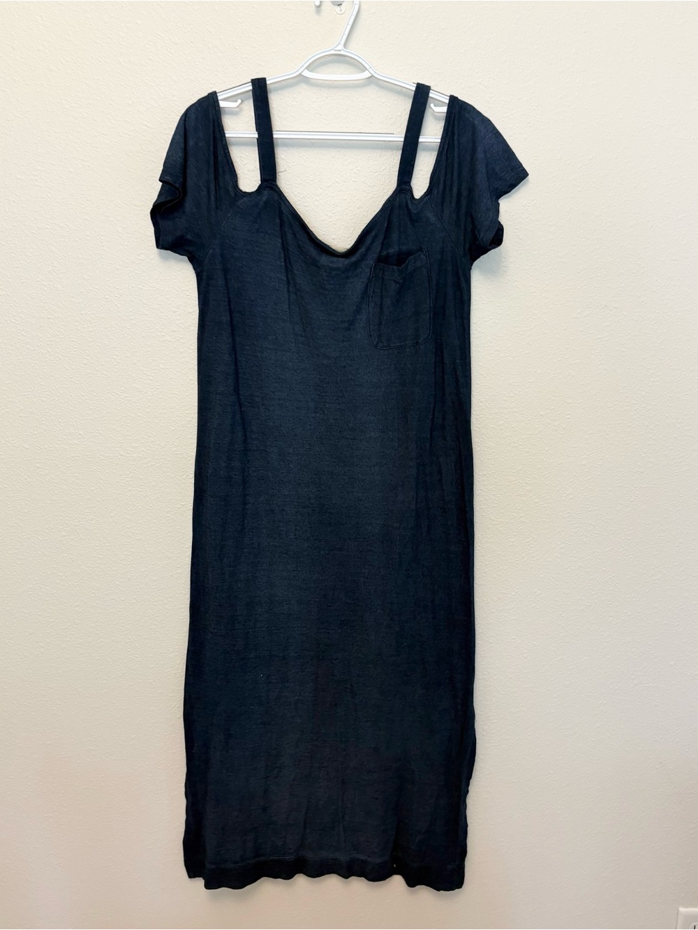 Cloth & Stone Blue Chambray Cold Shoulder Maxi Dress Women’s Size M Side Slit